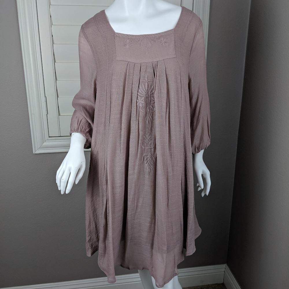 Crescent embroidered boho dress